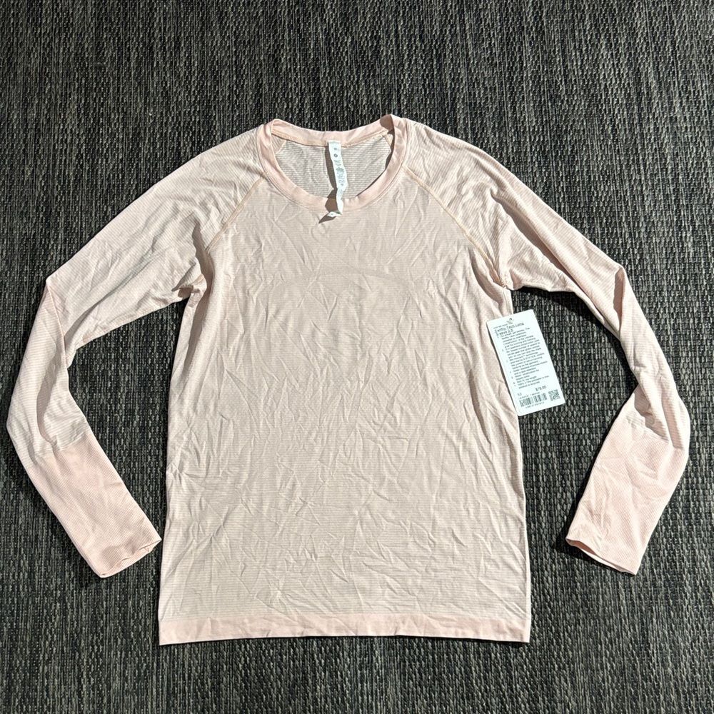 Lululemon Swiftly Tech Long Sleeve 2.0 Pink Mist Mesh Silverescent NEW Size 10